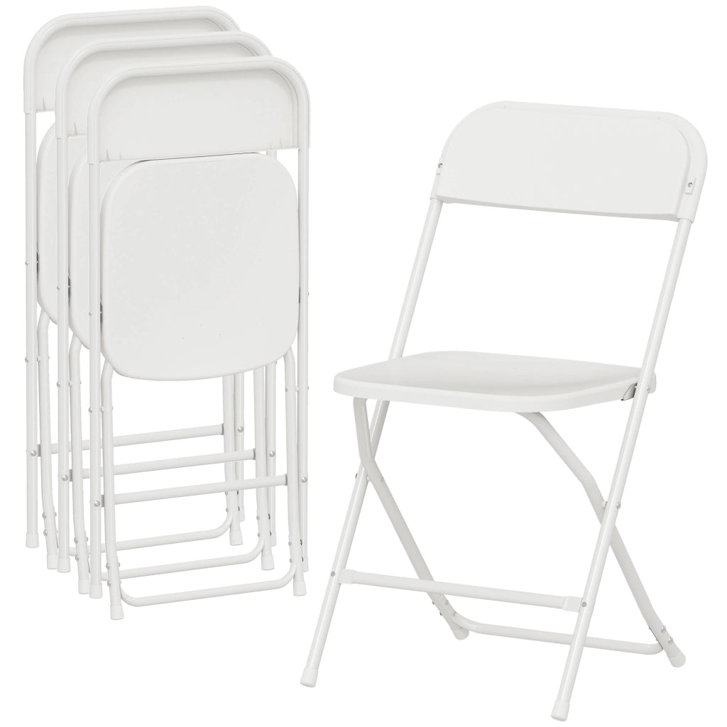 Set 4 Sedie Pieghevoli con Fori di Drenaggio in Plastica e Metallo, 45x49x79.5 cm, Bianco