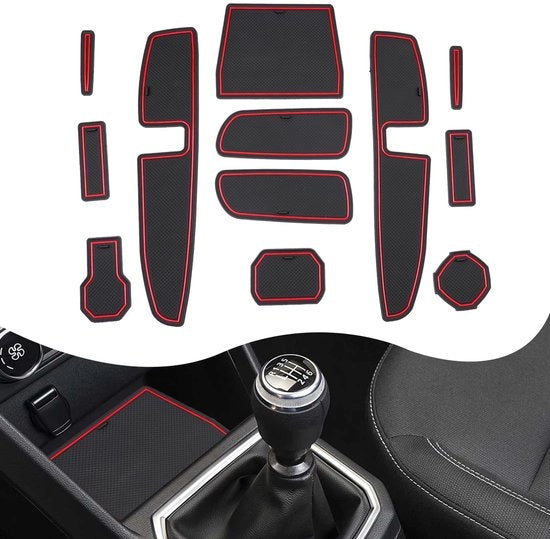 Tappetini in gomma per Sandero 3 compatibili con Dacia Sandero 3 III/Dacia sandero stepway iii 2021-2023 tappetini antiscivolo per console centrale cassetto interno (rosso)