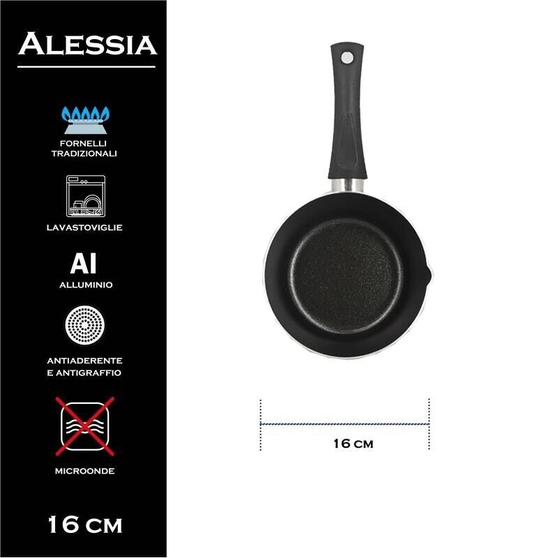 MA MAISON CASSERUOLA CONICA LINEA ALESSIA 16 CM - 8H CM CON UN MANICO ANTIADERENTE E ANTIGRAFFIO IN ALLUMINIO