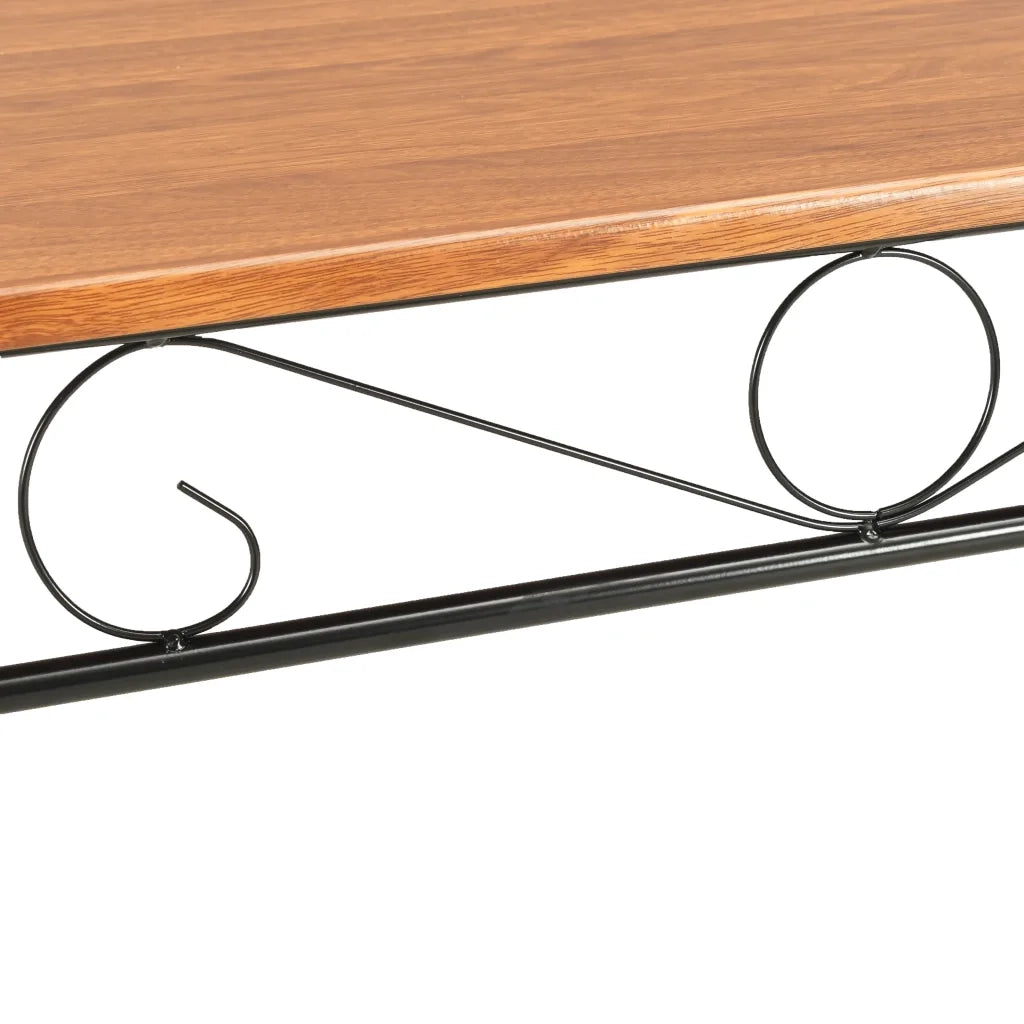 Set da Pranzo 7 pz in MDF e Acciaio Marrone 281401