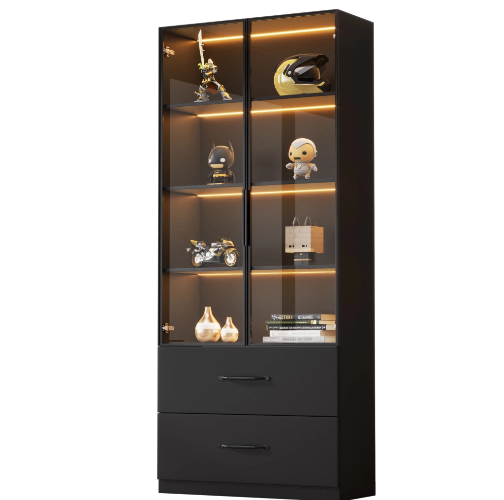 Vetrina LED multicolore 60x40x160 cm con 2 cassetti