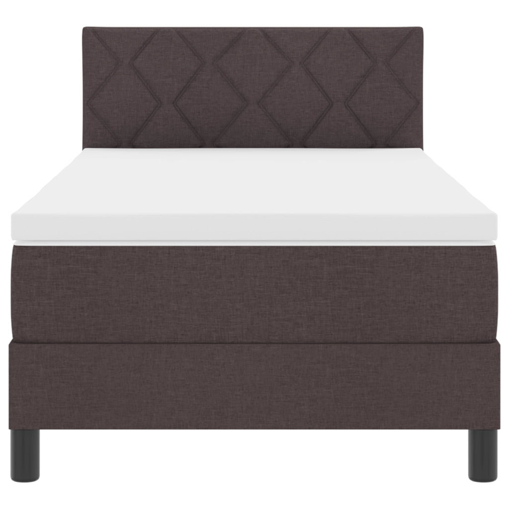 Letto Box Spring con Materasso & LED Marrone Scuro 100x200 cm Tessuto