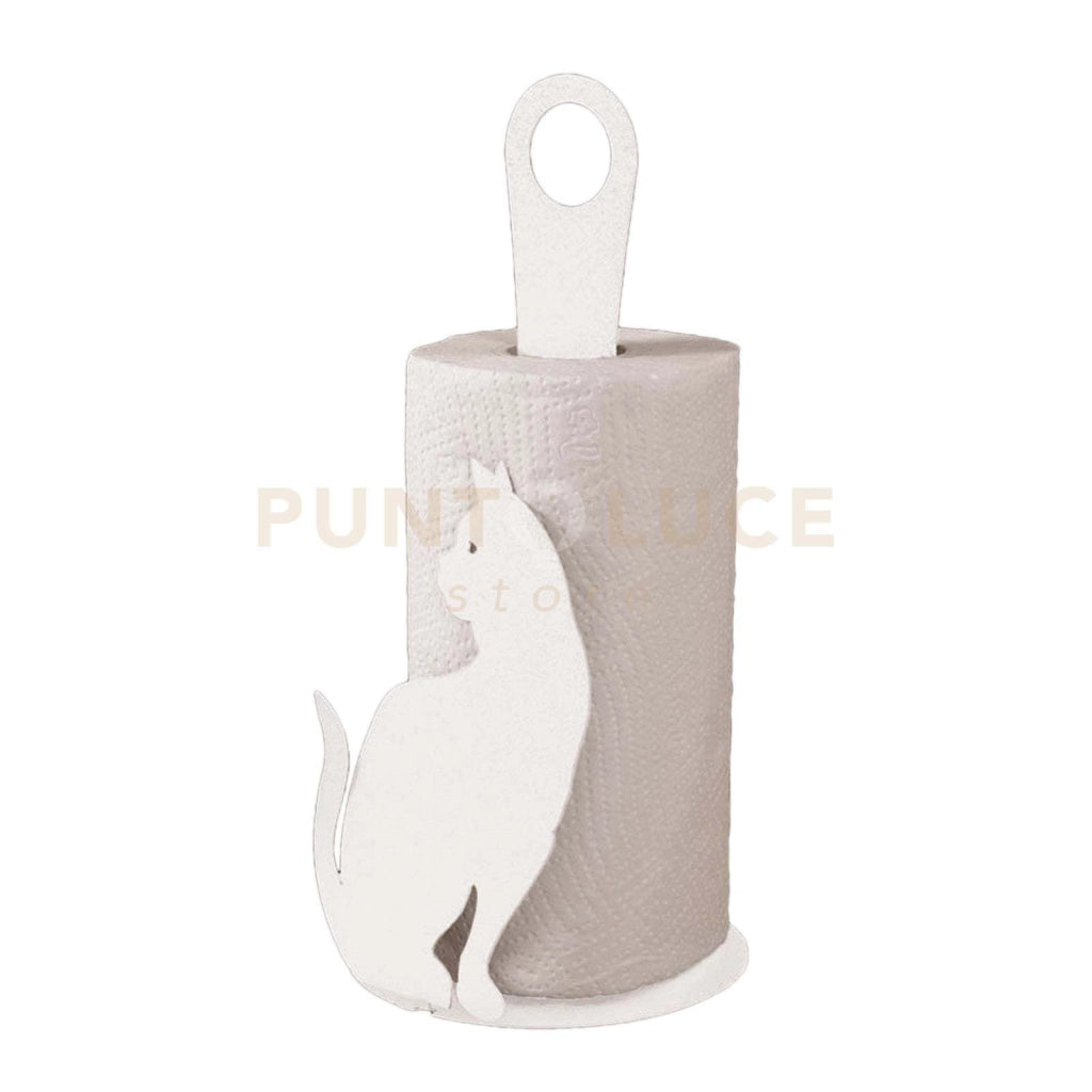 porta rotoli gatto Bianco in Ferro Diametro15x33cmh