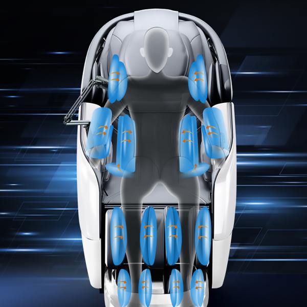 Poltrona massaggiante full body con riscaldamento, guida SL, Bluetooth, Bianco