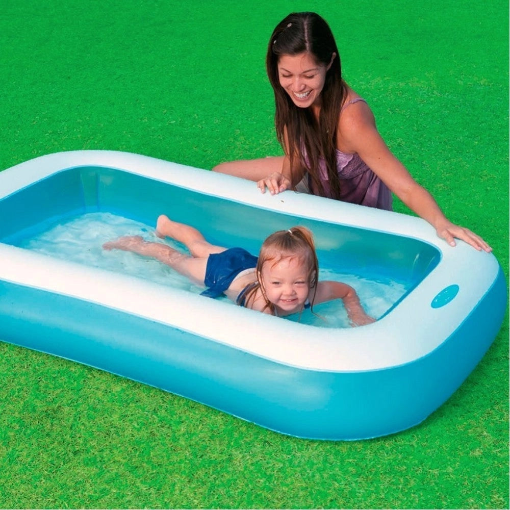 Trade Shop - Piscina Gonfiabile Per Bambini Baby Rettangolare 166 X 100 X 28 Cm Giardino -