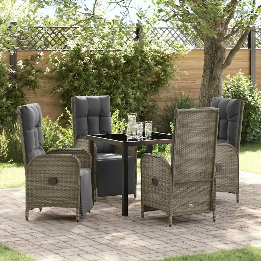 Set da Pranzo per Giardino con cuscino 5 pcs Grigio polyrattan 3380135