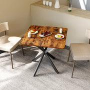 Tavolo quadrato in stile industriale 80x80x75 cm, piano effetto legno marrone, struttura in acciaio X