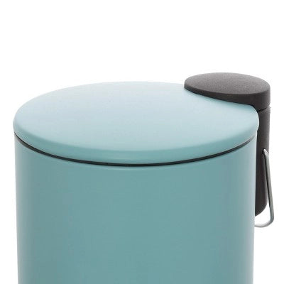 Pattumiera bagno in acciaio acquamarina con pedale e coperchio slim 3 lt