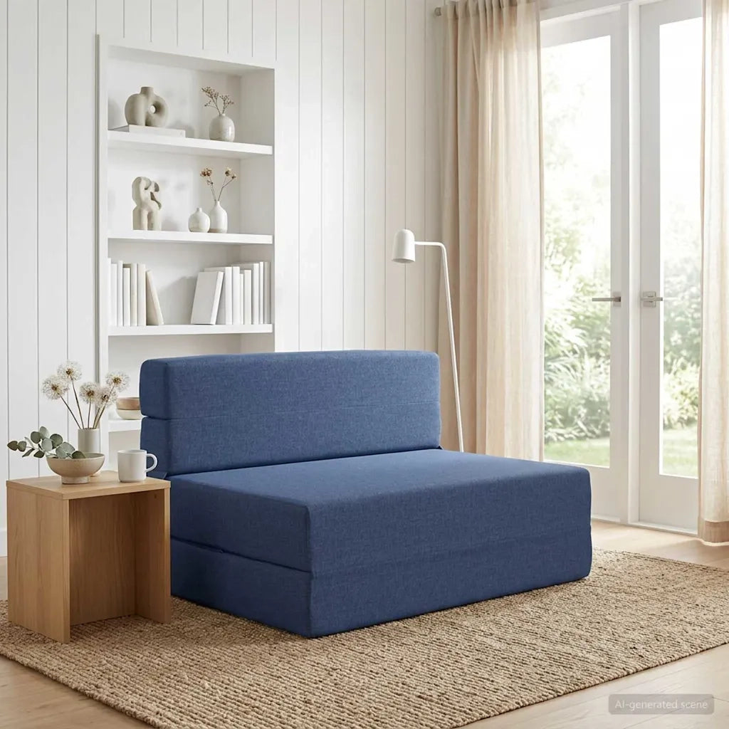 Divano Letto Pieghevole Blu 70 x 80 x 60 cm Tessuto 900090