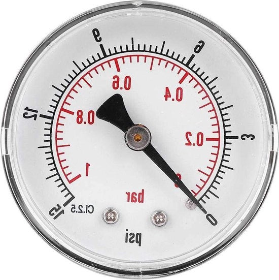 Manometro a dita 50mm 1/4 BSPT assiale per aria acqua olio gas - 0-15psi 0-1bar.