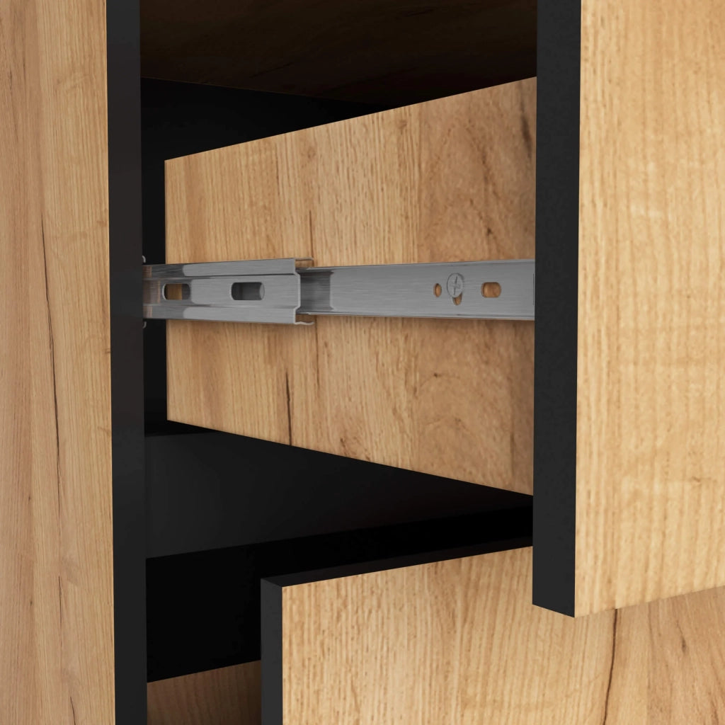 Mobile bagno senza lavabo VAMI sospeso Rovere Craft, Nero 90 cm 2 cassetti 90x45,5x60 cm