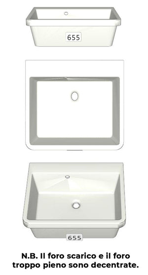 Mobile Lavatoio 65,5x50,5x87 cm 2 Cassetti Montegrappa Novella Dipiù Bianco