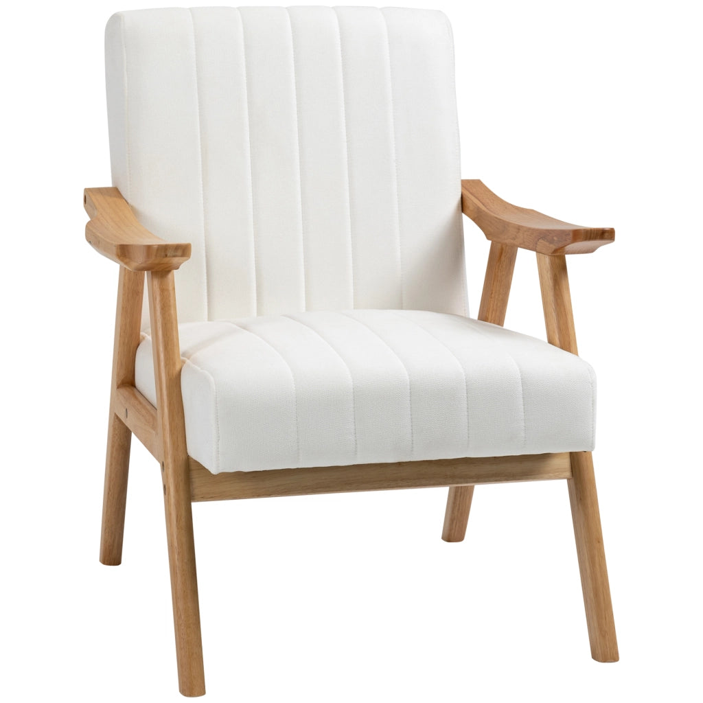 POLTRONA Lounge stile Skandi 68x74x82 cm in legno, bianco crema