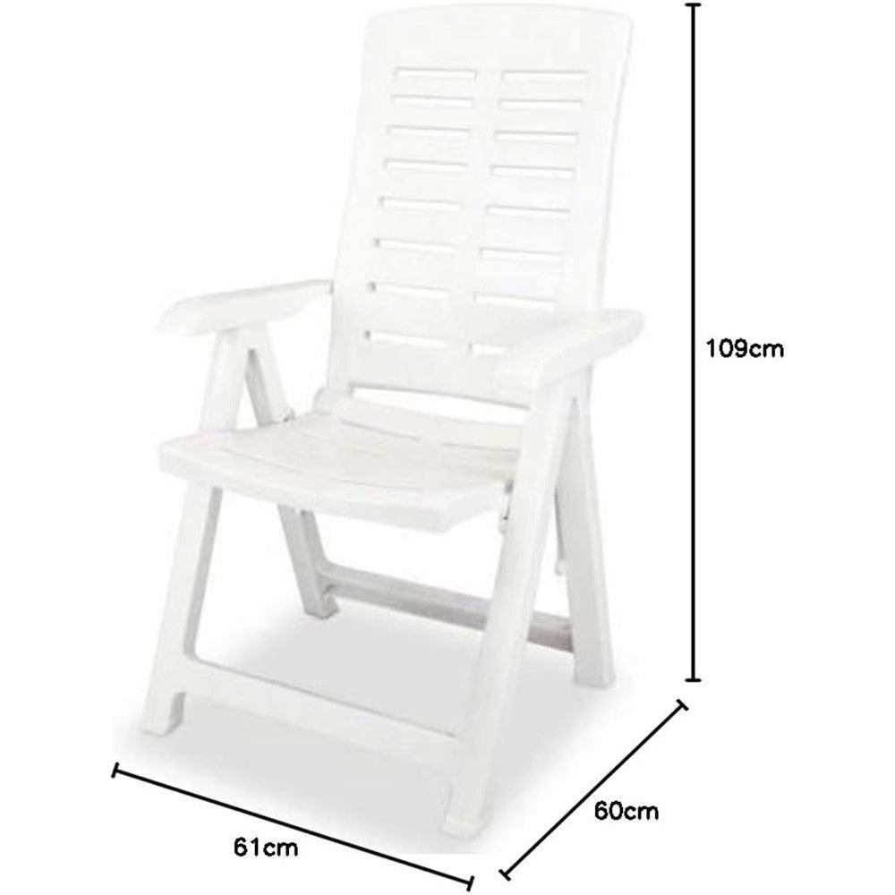 Trade Shop - Poltrona Pieghevole Da Giardino Con Schenale Regolabile Comodi Braccioli Bianca 008939 -