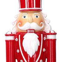 Soldatino Schiaccianoci in resina bianco e rosso con led cm 18x13xh69