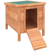 Gabbia per Conigli in Legno da Esterno con Tetto in Asfalto e Rampa Antiscivolo, 42x51x43cm, Rosso Arancione