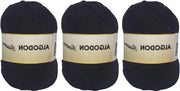 Filato di Cotone 100% Premium per Artigianato e Maglia a Mano - Nero, Pacchetto da 3 - 100g, 220m