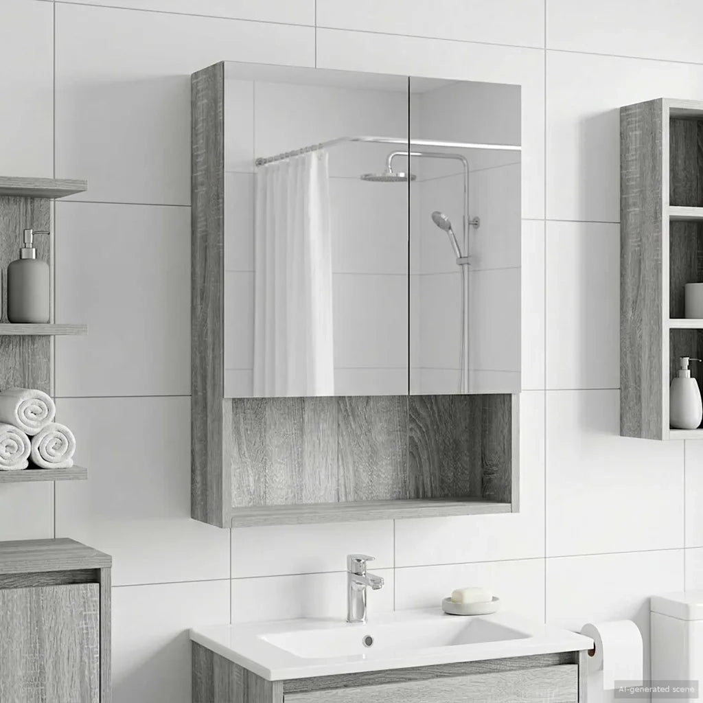 Mobiletto per specchio da bagno Grigio Sonoma 50 x 14,5 x 70 cm 889204