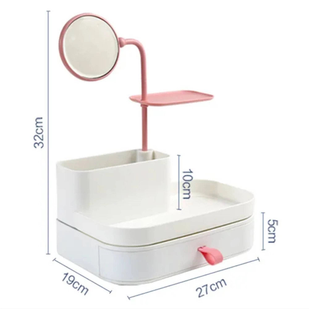 Trade Shop - Organizzatore Porta Cosmetici Make Up Con Specchio Rotante Espositore Organizer -