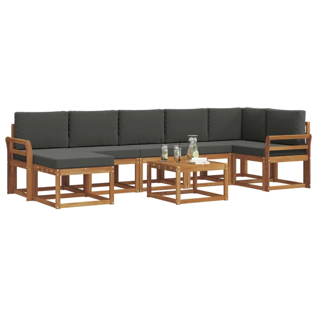 Set di divani da esterno con cuscino 8 pcs Naturale e Antracite