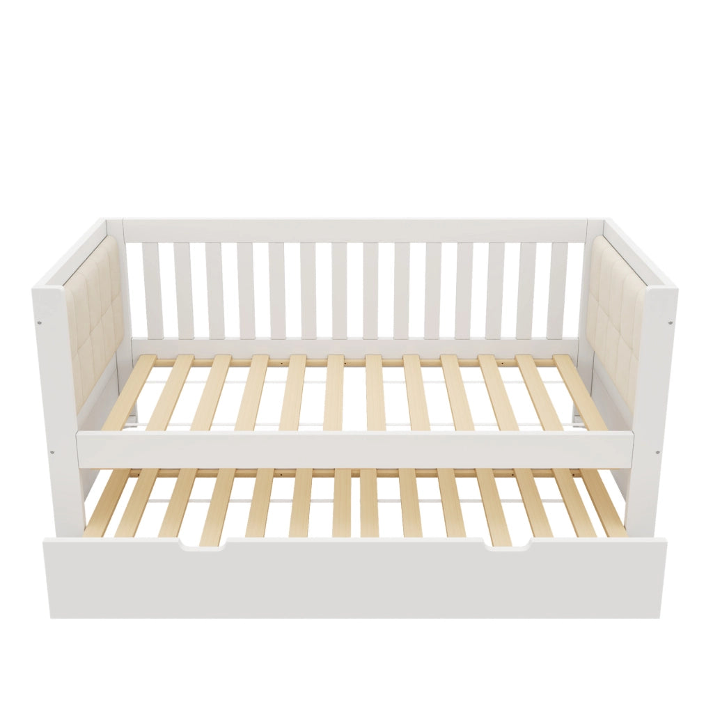 Letto da giorno 90x200 cm con letto estraibile 90x190 cm; legno bianco