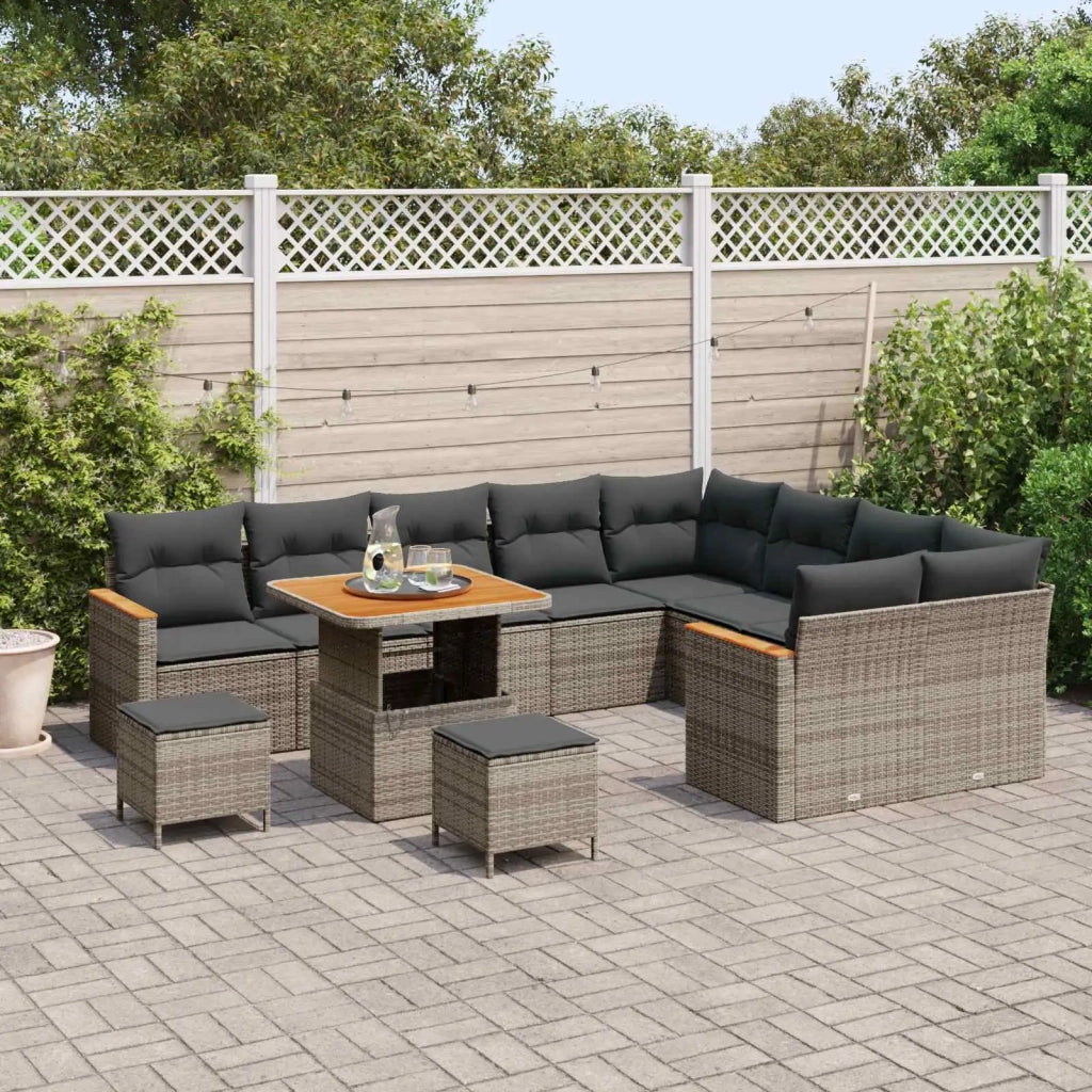Set Divano da Giardino 12 pcs Grigio polyrattan 3362953