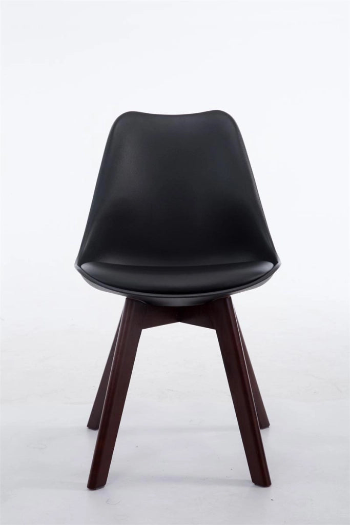 Sedia Borneo in similpelle nero,noce