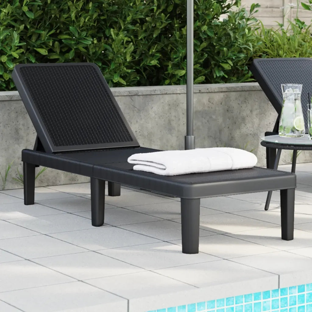 Lettino Prendisole 4 Altezze Regolabili Nero 155,5x57x28 cm iPP 4008100