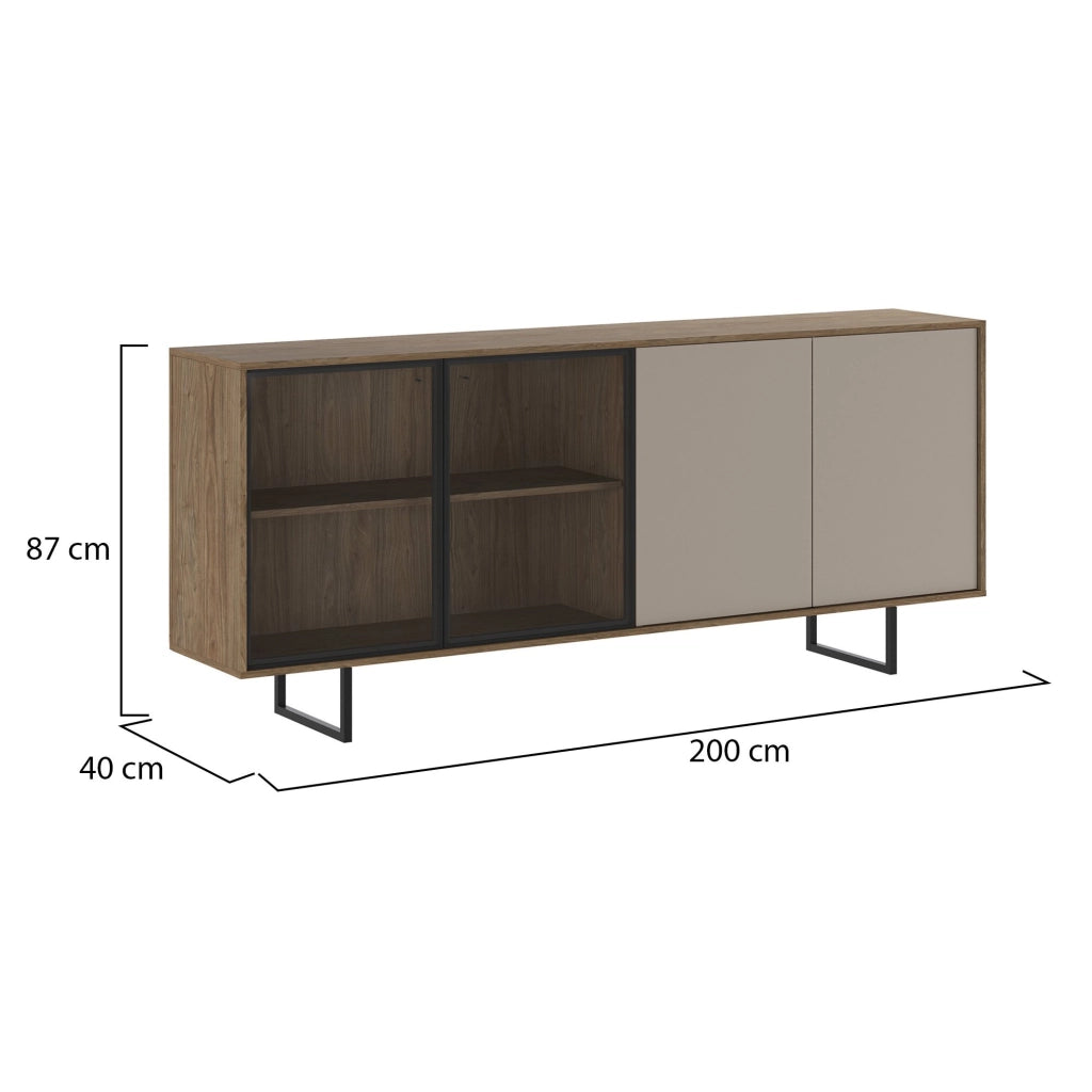 Madia Malnate, Credenza Cassetti, 200x40x87h cm Marrone Noce