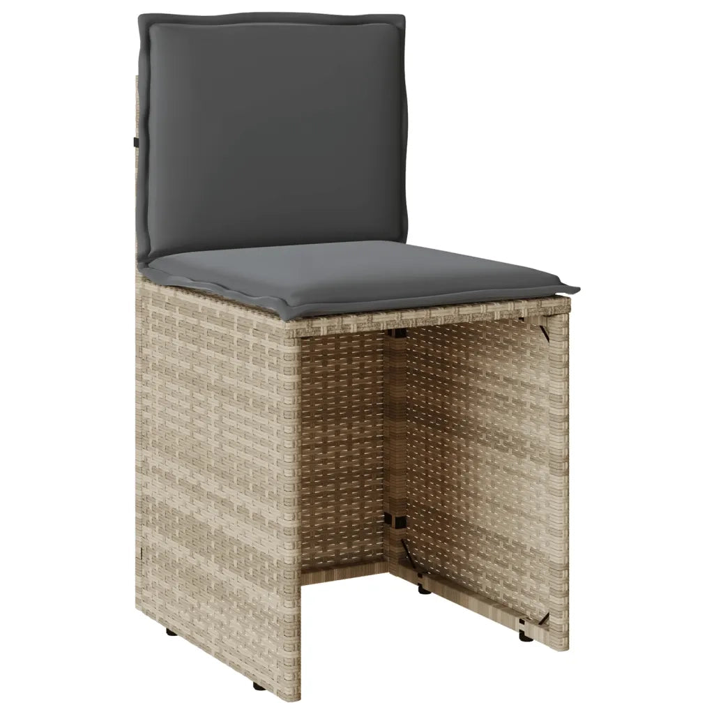 Set da BistrÃ² 3 pz con Cuscini Grigio Chiaro in Polyrattan