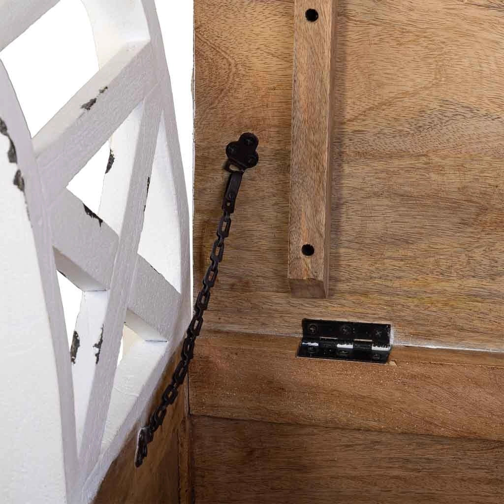 Sgabello in legno e metallo con cuscino bianco 72x33x73h