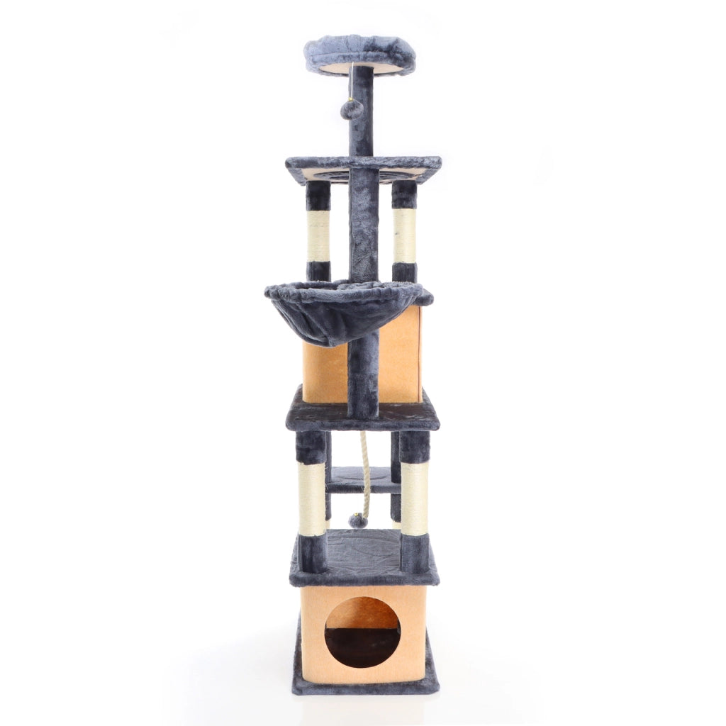 Fudajo Albero tiragraffi per gatti grigio scuro 161cm con graffiatoi in sisal