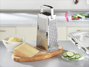Raspante quadrata con 4 superfici di attrito per raspare finemente e grossolanamente - serie ComfortLine - acciaio inossidabile - raspante per cucina con pezzo di inserimento in plastica sul manico - buon grip Raspatore