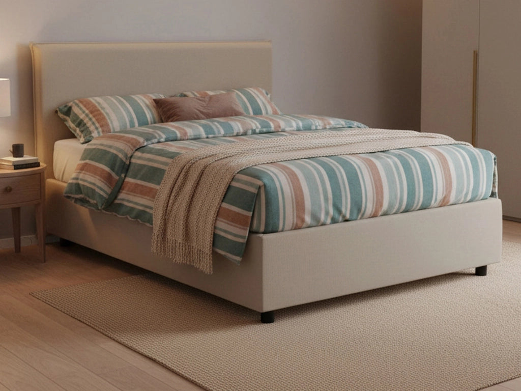 Re, Letto Piazza e Mezza Materasso Incluso Made in Italy, Grigio Tortora