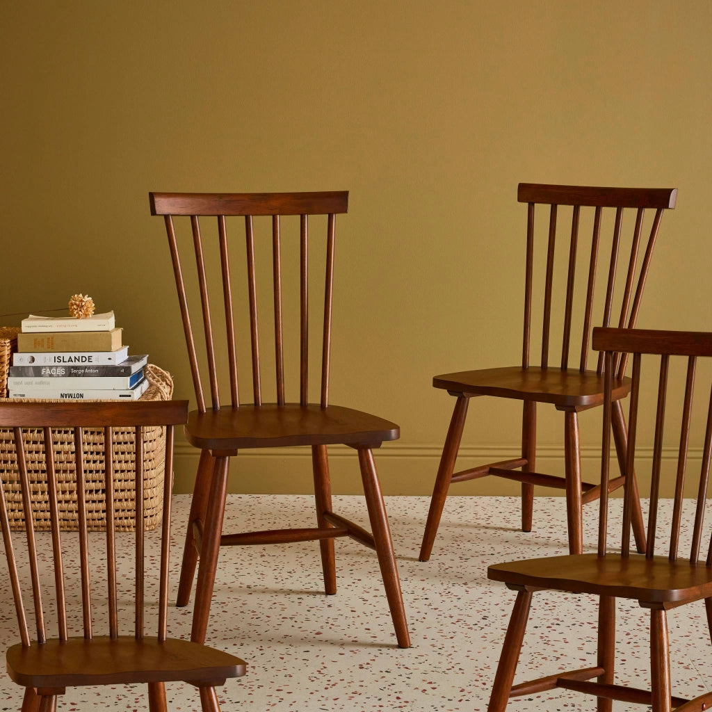 Set di 4 sedie in legno di hevea, noce