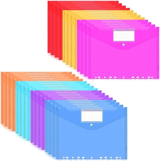 Documenti A4, 12 pezzi, 6 colori, documenti A4 con bordo 11-ga e spazio per etichetta, cartellone trasparente per la conservazione dei documenti, organizzatore (18)