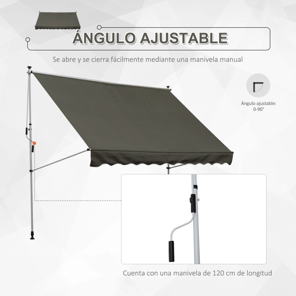 Tendone Manuale Retrattile per Terrazza ¨C zephmum ¨C Grigio 300x150x170-280 cm