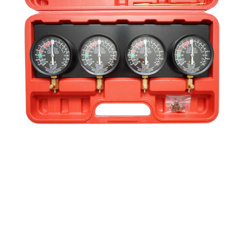 Kit fasatura iniezione, carburatori con 4 manometri e adattatori 36 pezzi