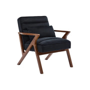 Poltrona scandinava in legno di hevea e velluto, nero