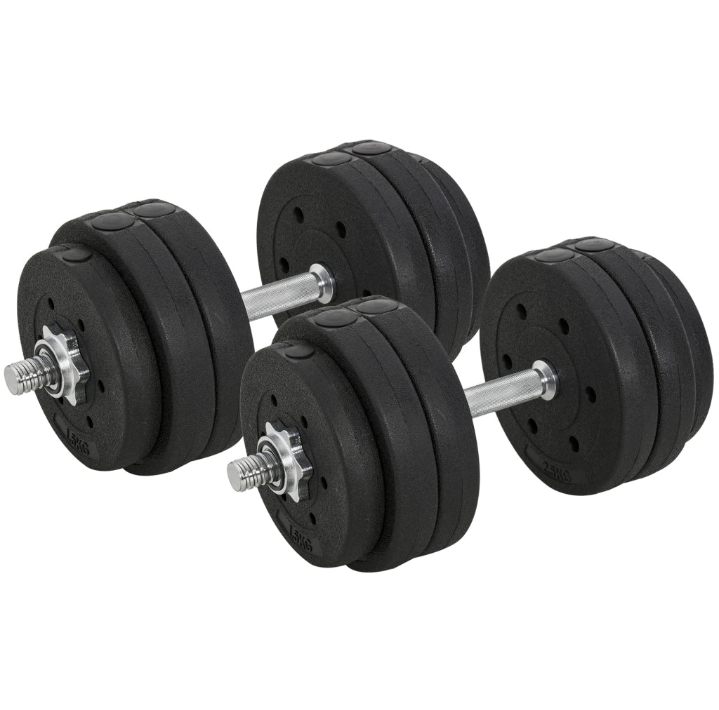 Set manubri da 30 kg in acciaio e PU nero per casa e palestra