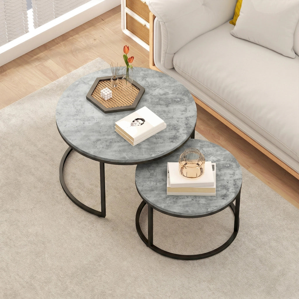 Tavolino da caff¨¨ impilabile ¨C zephmum ¨C grigio metallo