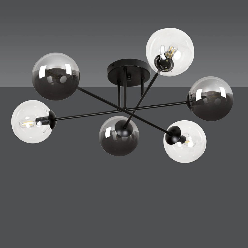 Lampadario Emibig Brendi 6xE14 nero vetro multicolore