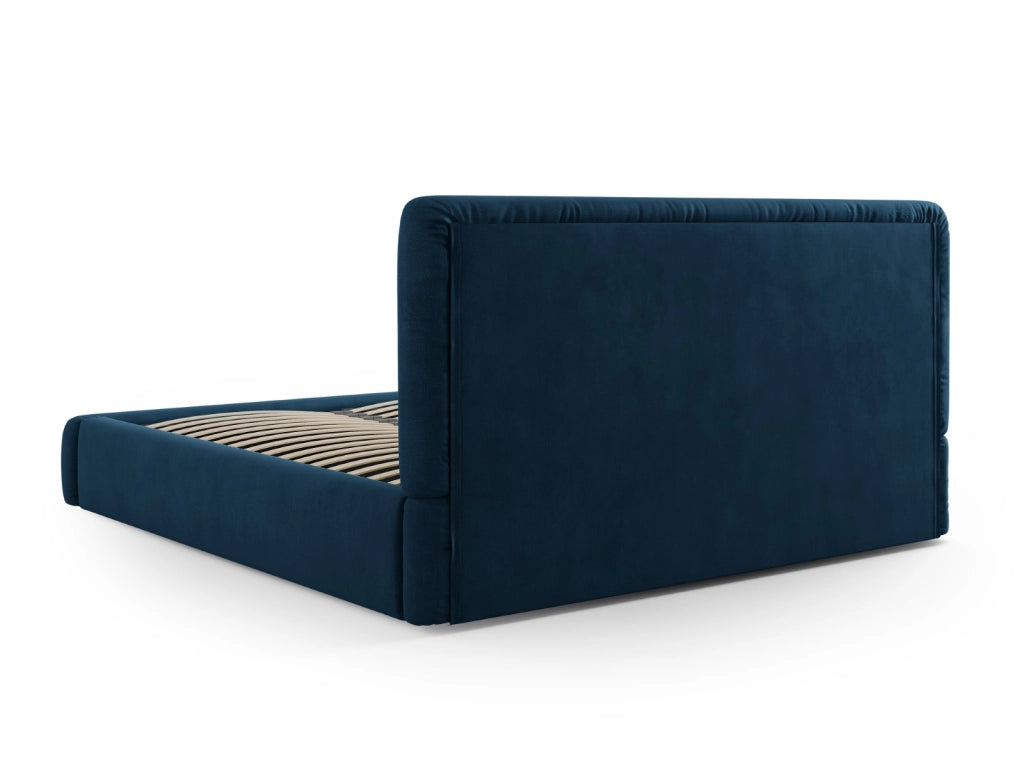 Cosmopolitan Design - Letto a cassettone con testiera "Colonel" 160x200cm in ciniglia blu reale 