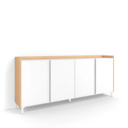 Credenza, Mobile, Cucina, 207x91x35 cm, 4 Porte, Design industriale, Bianco e Rovere soft