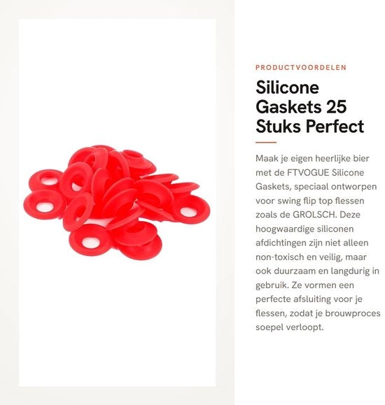 Flesafdichting Premium Siliconen - 25 Stuks - Gaskets per Flippable Fusto - Non-Toxico - Duraturo - Ideale per Casa Birra - Flesdichting