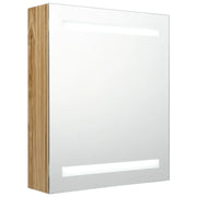 Armadietto Bagno | Armadio da bagno con Specchio e LED Rovere 50x14x60 cm