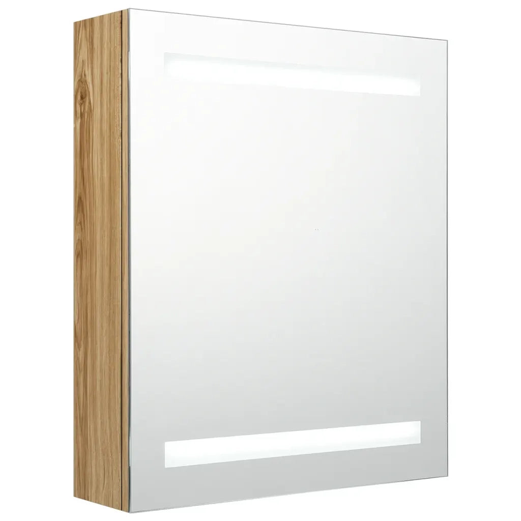Armadietto Bagno | Armadio da bagno con Specchio e LED Rovere 50x14x60 cm