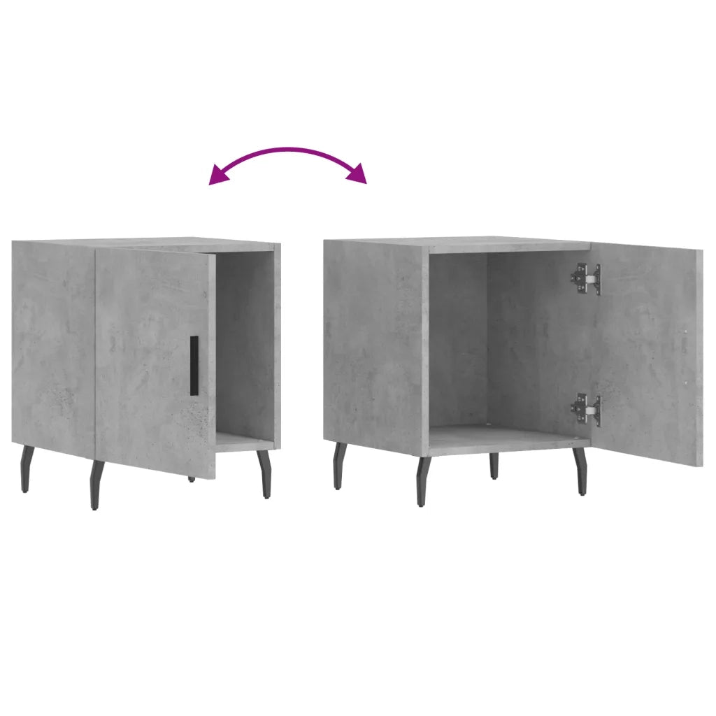 Set di 2 Comodini | Armadio da Notte | Mobiletto da notte Grigio Cemento 40x40x50 cm in Legno Multistrato
