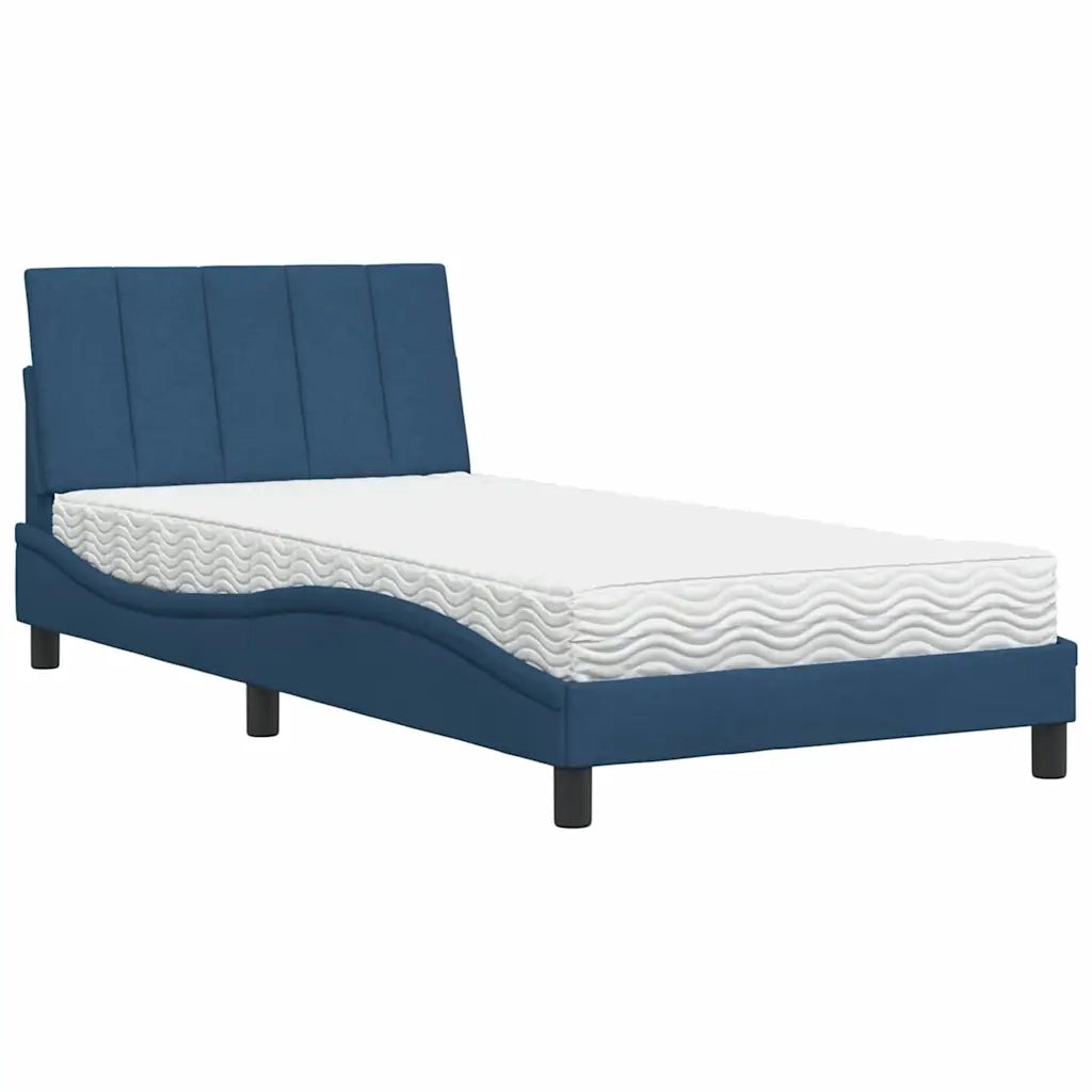 Letto con Materasso-Struttura Letto con Materasso Hanko Blu 100x200 cm in Tessuto