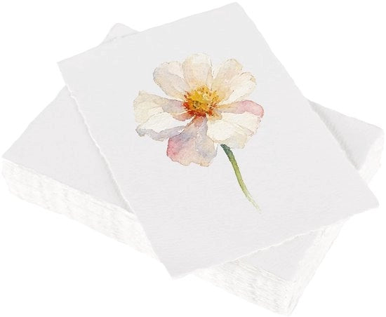 Papiro aquarello 50 fogli 300g/m² - formato A6 15 x 10,3 cm - manuale - adatto per artisti - carta strutturata - bordi naturali - carta artistica